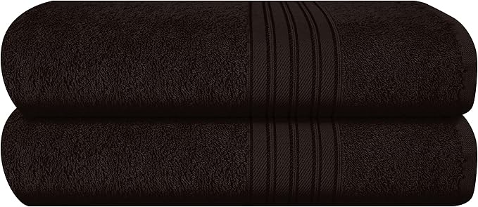 BOUTIQUO Cotton 2 Pack Bath Towel Set 28x55, Eco-Friendly Large Bath Towels, Compact Quickdry Lightweight Soft & Highly Absorbent Bath Towel, Ideal for Everyday Gym Travel Camp Pool - Chocolate Brown