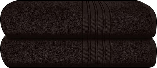 BOUTIQUO Cotton 2 Pack Bath Towel Set 28x55, Eco-Friendly Large Bath Towels, Compact Quickdry Lightweight Soft & Highly Absorbent Bath Towel, Ideal for Everyday Gym Travel Camp Pool - Chocolate Brown