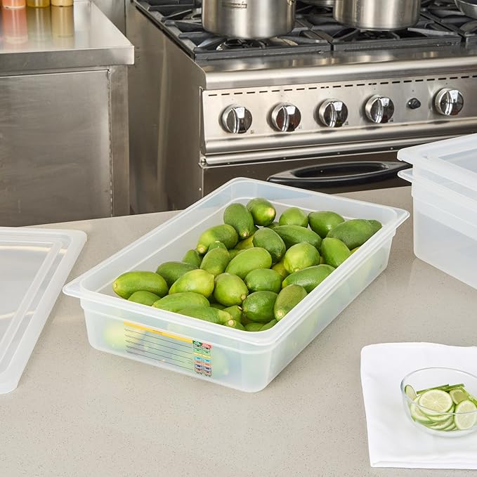 Restaurantware Food Pans Pack of 10 Plastic Rectangle Food Containers Full Size with Traceability Label, Storage Containers Dishwashable Hot Cold Friendly for Restaurants Buffet Commercial Use