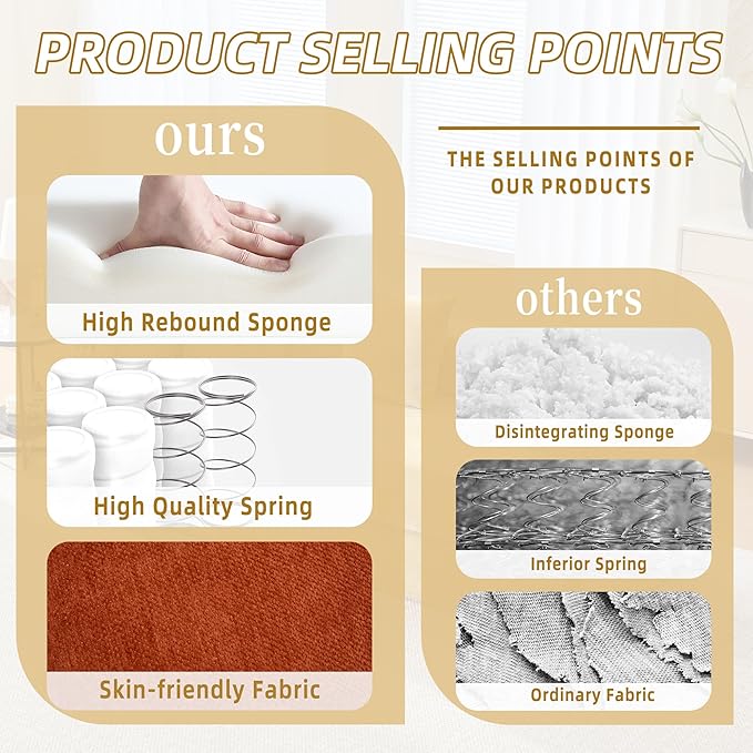 Convertible Floor Sofa Bed with Storage Pocket, Chenille Folding Mattress Sofa with Zipper Closure, Floor Lounge Couch for Living Room, Bedroom, Studio -Burnt Orange