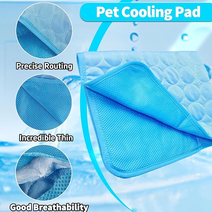 Dog Cooling Mat for Indoor & Outdoor - Reversible Pet Coolings Pad with Ice Silk, 3 Sizes (XS-L) - Cooling Blanket for Dogs & Cats (Blue, X-Small)