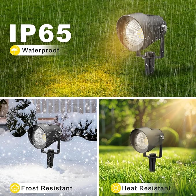 Landscape Spot Lights Outdoor, Dusk to Dawn Outdoor Lighting with IP65 Waterproof, LED Low Voltage SpotLights 3000K/6000K Warm White Uplights for Yard Garden Pathway, 4 Pack