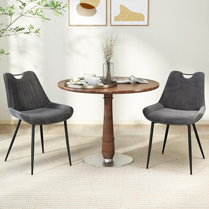 Giantex Dining Chairs Set of 4, Soft Velvet Upholstered Kitchen Dining Room Chairs w/Handle, Metal Legs, Curved Back, Modern Armless Accent Side Chair for Living Room, Restaurant (Velvet Gray)