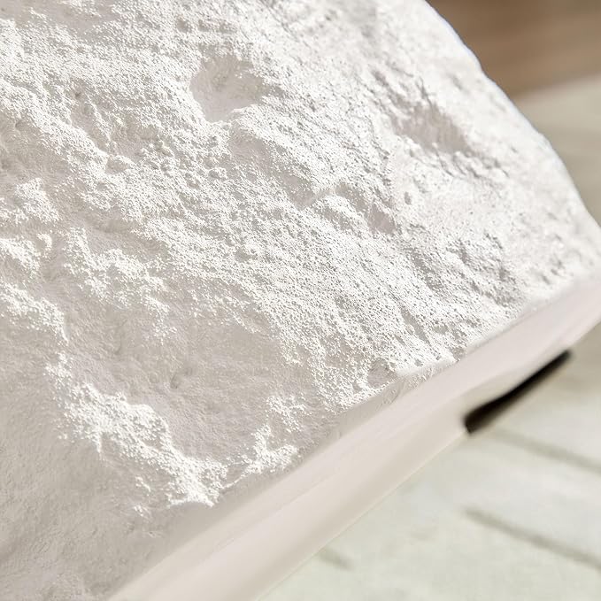 Round Fiberglass Coffee Table for Living Room,15.75 Inch Side Table for Bedroom,Modern Design Imitation Stone End Table for Apartment,No Need Assembly,Beige