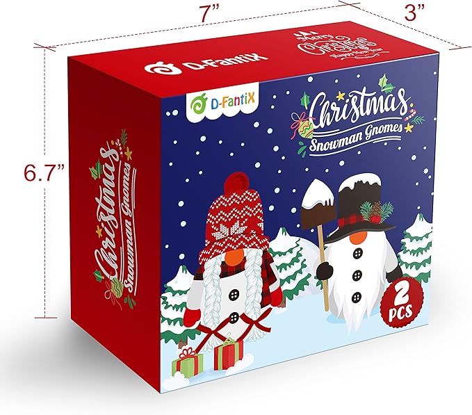 D-FantiX Christmas Snowman Gnomes Plush, 2 Pack Handmade Swedish Tomte Gnomes Scandinavian Figurine Nordic Gnome Plush Christmas Elf Doll Ornaments Christmas Gnomes Decorations Home Decor
