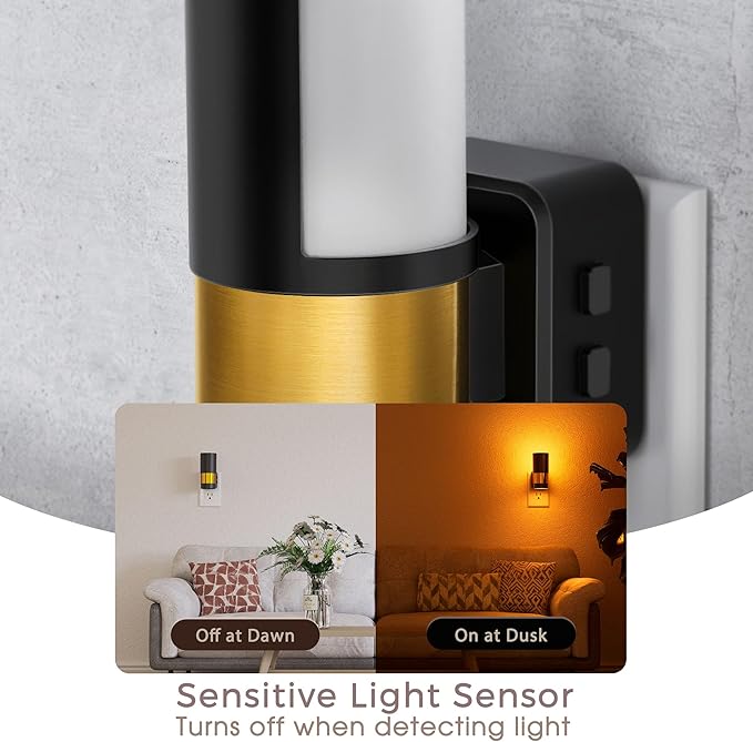 Briignite Night Lights Plug into Wall, Dimmable 3CCT Night Light for Kids, 2 Pack Amber/3000K/5000K Adjustable NightLights Plug in, 360° Rotation, Dusk to Dawn Sensor, Nightlight for Bedroom Hallway