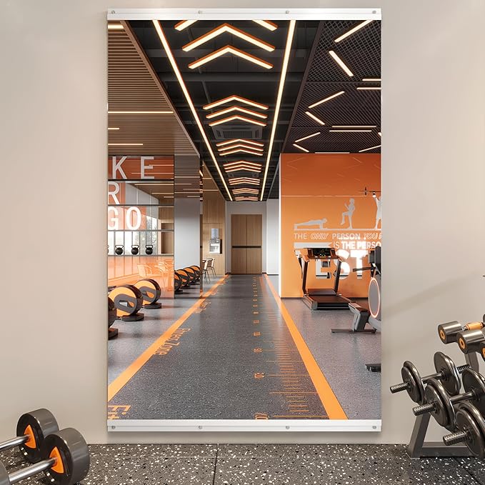 ROOMTEC Home Gym Mirror 72"x48" Frameless Wall Mounted Fitness Mirror, Large Tempered Glass Full Length for Yoga, Dance Studio, Workout Room