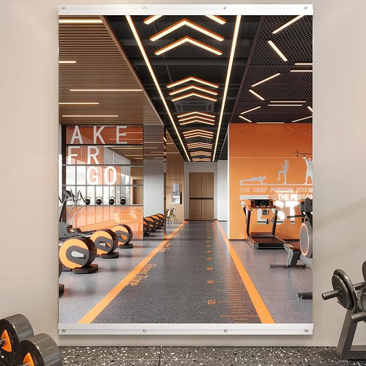 ROOMTEC Home Gym Mirror 48"x32" Frameless Wall Mounted Fitness Mirror, Large Tempered Glass Full Length for Yoga, Dance Studio, Workout Room
