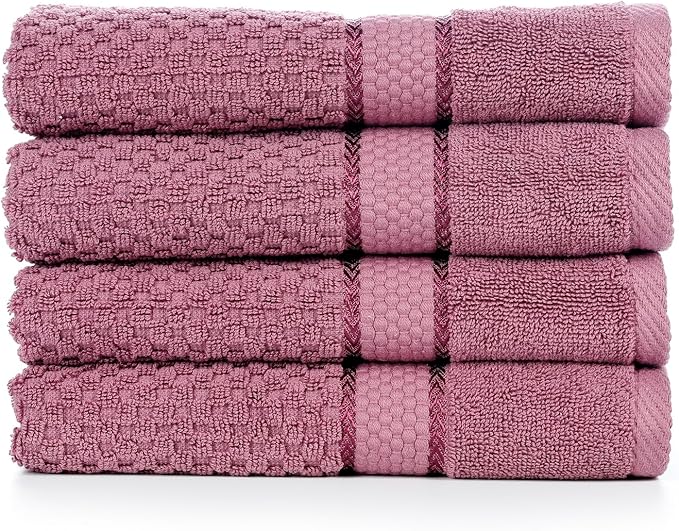 Ample Decor 100% Cotton Grape Purple Hand Towel for Kitchen, Popcorn Textured Absorbent Premium Quality - 18 X 28 Inch 4 Pcs