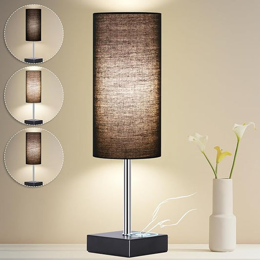 AVV Cordless Table Lamp with Dimmable, Rechargeable 3 Modes Battery Powered Bedside Lamp, Battery Operated Lamps for Night Stand, Touch Lamp for Bedroom, Living Room, Reading Room, 15 Inch Black