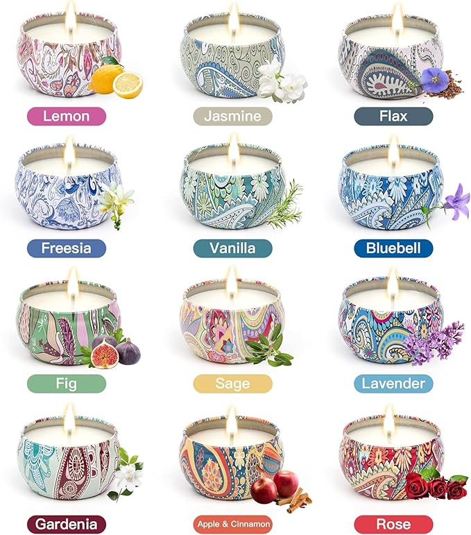 Scented Candles Gifts for Women, Candles for Home, 12 Pack Soy Wax Candles Sets, Birthday Gifts for Women Mom Best Friends Sister Colleague