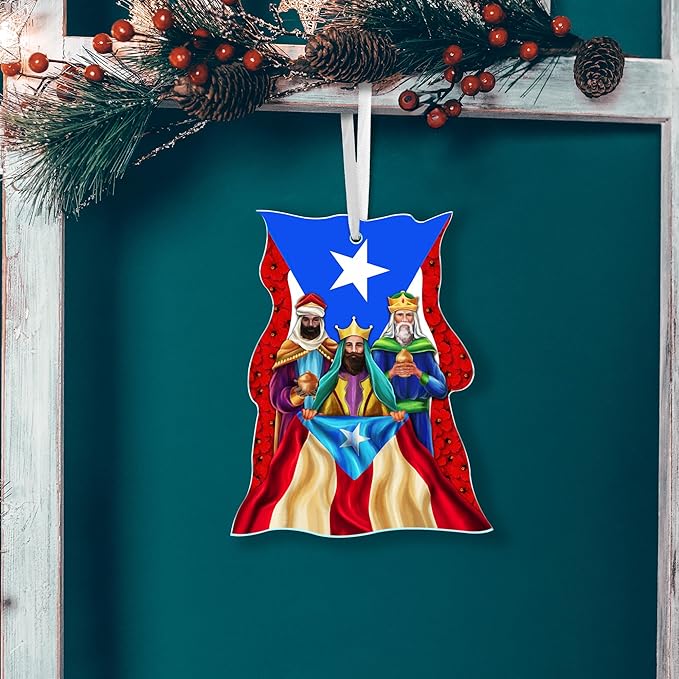 FLAGWIX Puerto Rico Christmas Ornament 2025 - Three Kings Day Acrylic Ornaments for Tree Decorations - Christmas Decorations for Home Indoor, Puerto Rico Gifts for Women Men Mom Dad, Friend Gift Ideas
