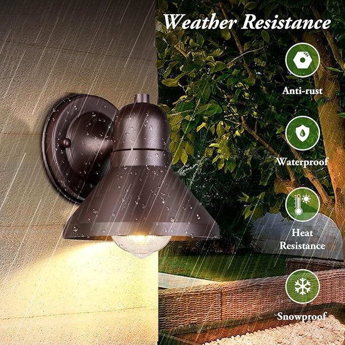 Brightever Outdoor Barn Wall Light Fixtures, 2-Pack Brown Exterior Wall Lantern, Waterproof Anti-Rust Lighting with E26 Socket, Small Outside Lights for House, Patio, Playhouse, Garage