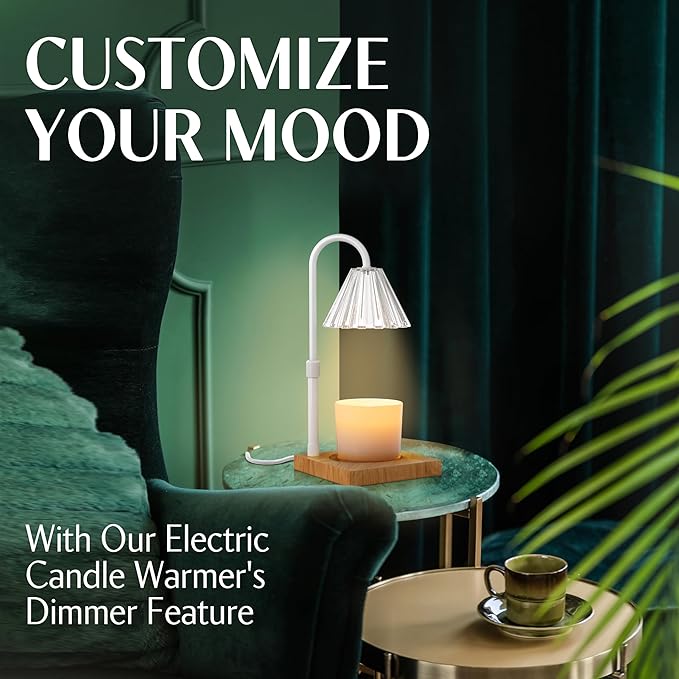 Candle Warmer Lamp with Timer and Dimmer & Includes 2 Bulbs, Electric Wax Candle Lamp Warmer for Jar Candles, Home Decor Aesthetic, and House Warming Gifts - White Glass