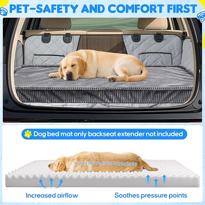 Dog Car Bed, Non-Slip Backseat Extender Pet Mat, Removable Washable Dog Bed for SUVs, Sedans & Trucks, Anti-Slip Travel Mat for Dogs, Easy Clean & Scratch-Proof & Comfort(Dark Gray, 50"x24.6")