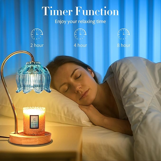 Flower Candle Warmer Lamp with Timer & Dimmer - Fits All Jar Scented Candles - House Warming & Mother's Day Gift for Women，Mom，Her