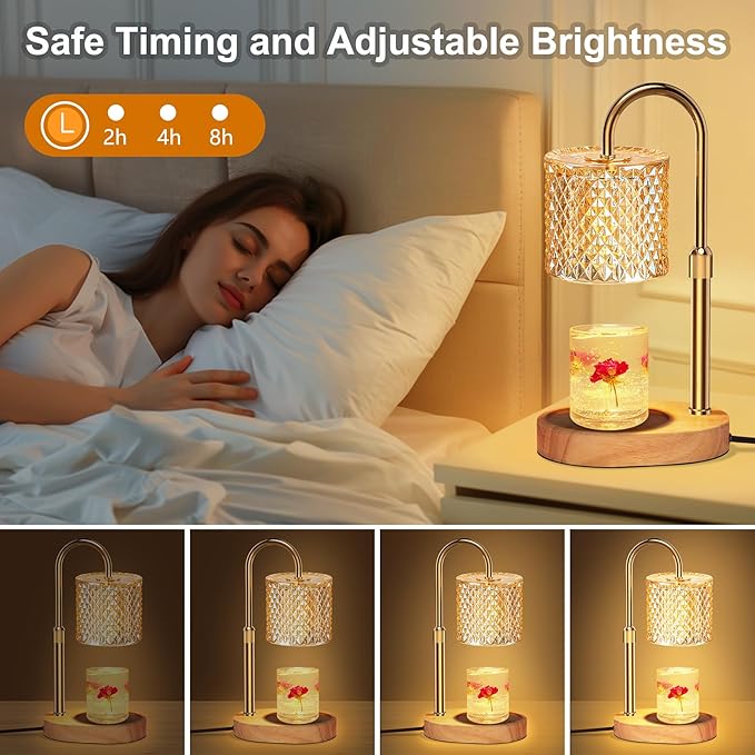Candle Warmer Lamp with Timer, Candle Lamp with Dimmer, Wax Warmer Height Adjustable for Home Decor, Wax Melt Warmer for Scented Candles