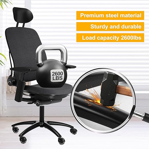 Frassie 28 Inch Office Gaming Chair Metal Base Replacement Part with 5 Wheels, Heavy Duty 2600 Lbs Wide Chair Legs Computer Desk Chair Base (Black)