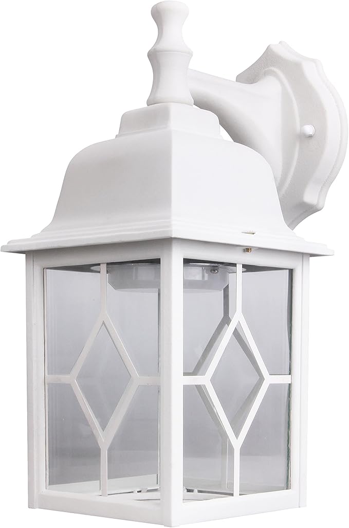 LIT-PaTH Outdoor LED Wall Lantern, White Large Exterior Wall Light Fixture, 3000K Warm White, 11W 1000 Lumen, Anti-Rust Aluminum Porch Lighting for Outside, Patio, Garage, 1 Pack