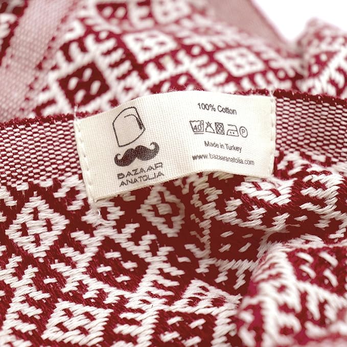 Bazaar Anatolia Turkish Beach Towel 100% Cotton Bath Towels Oversized Quick DryBathroom Towels Sand Free Camping Blanket 71x39 inches - Ethnic Maroon