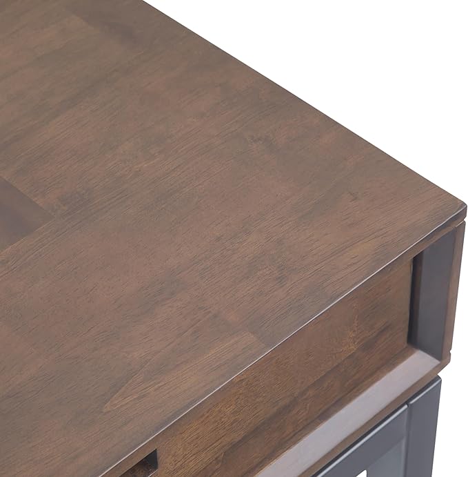 SIMPLIHOME Banting Desk - 72 Inch Wide Solid Hardwood and Metal Writing Desk in Walnut Brown, Modern Industrial Home Office Computer Table for Study with 2 Drawers and Flip-Down Keyboard Tray