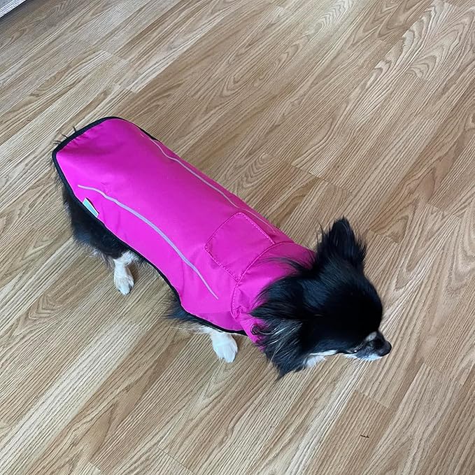 Mile High Life Dog Raincoat, Adjustable Waterproof Reflective Rain Jacket for Small Medium Large Dogs, Lightweight Breathable Pet Rain Coat with Leash Hole(Hot Pink,XXL Chest 36-42")