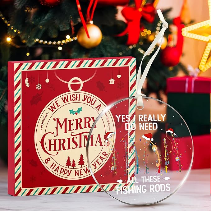 Fishing Ornaments for Christmas Tree - Unique Fisherman Gifts for Men, Funny and Unique Fishing Gift for Men and Boys, Fisherman Gift