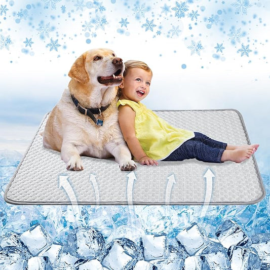 Leekalos Dog Cooling Mat,Pet Cooling Pads for Dogs Blanket,Summer Cooling Bed for Cats Blanket,Portable Pet Cooling Cushion for Home & Outdoor,Keep Cooling for Pets (New Grey, Medium(29"x40"))