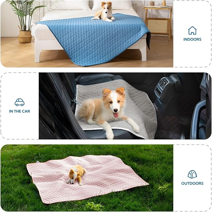 Soulbond Cooling Mat for Large Dogs - 50"x60" Washable Cooling Pad for Puppy, QMAX>0.3, Anti-Slip Bottom, Portable Summer Pet Cool Kennel Bed Pad for Outdoor/Indoor/Cars/Travel Use, Pink