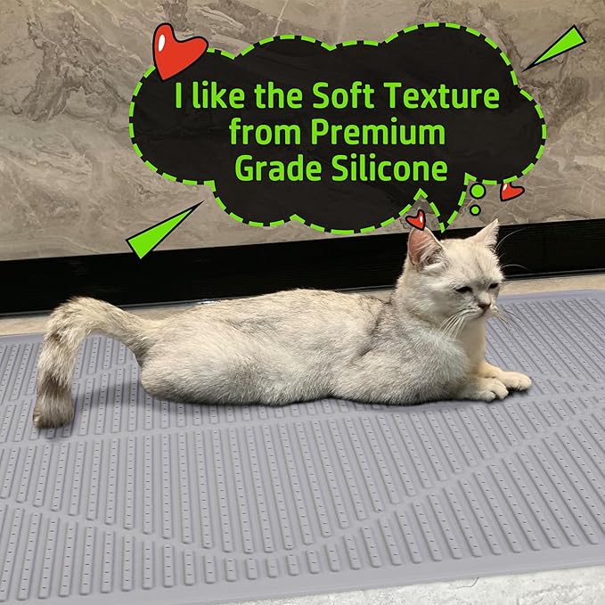 Mofason Cat Litter Mat XXL - Waterproof Kitty Litter Box mat for Floor - Extra Large Pet Trapping Litter Rug Pad - Silicone Cat Supplies & Accessories for Indoor Cats (38" x 25") -Black