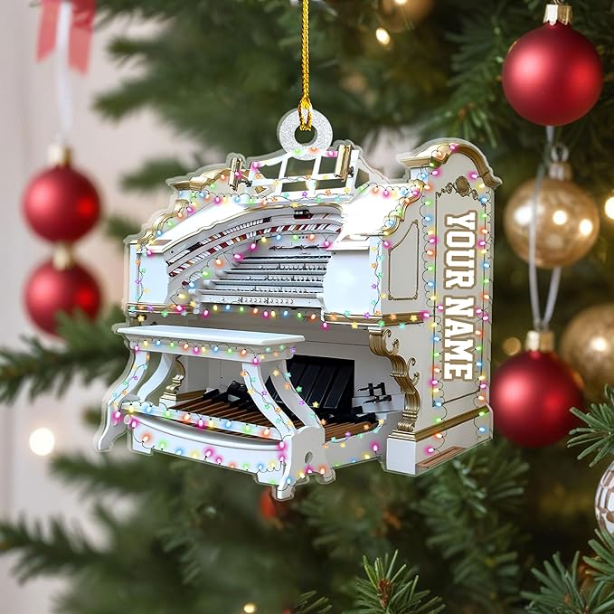 Mostefy Personalized Organ Christmas Ornament 2025, Custom Name Musical Instrument Holiday Decoration, Unique Pipe Organ Keepsake Gift for Musicians & Music Lovers (Organ2)