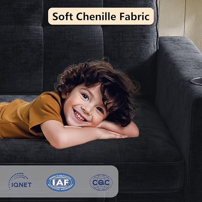 WorthFurni Convertible Sofa Bed, Folding Sofa Bed 2 in1 Pull Out Loveseat Sleeper Sofa, Floor Sofa Bed for Small Spaces Folding Couch Bed with Pillows for Living Room Bedroom - Black