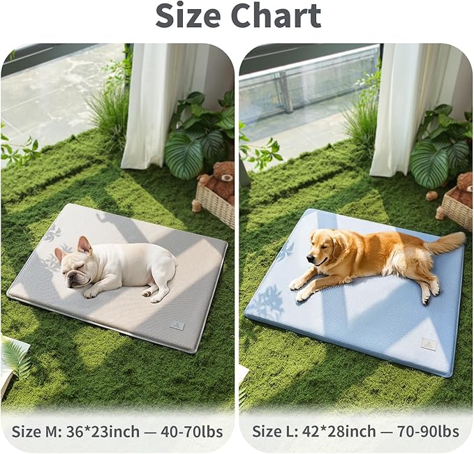 Dog Cooling Mat Breathable Anti-Slip Pet Bed Pad for Crates & Kennels Washable and Comfortable（Grey 36×23×1.2 inches）