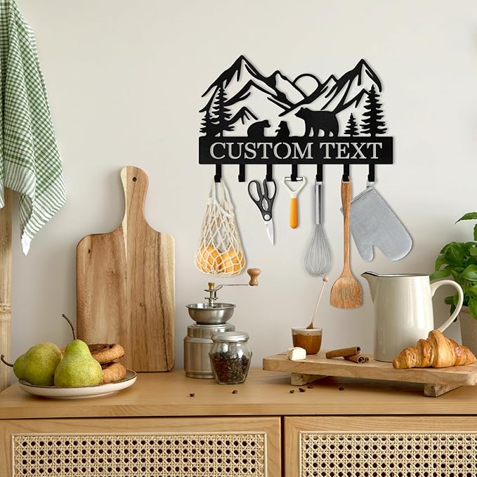 Personalized Metal Key Holder Wall Mount, Custom Name Camper Key Holder for Wall, Camper Decor, Key Organizer Rack for Entryway Front Door Hallway Office, Housewarming Gifts Color05