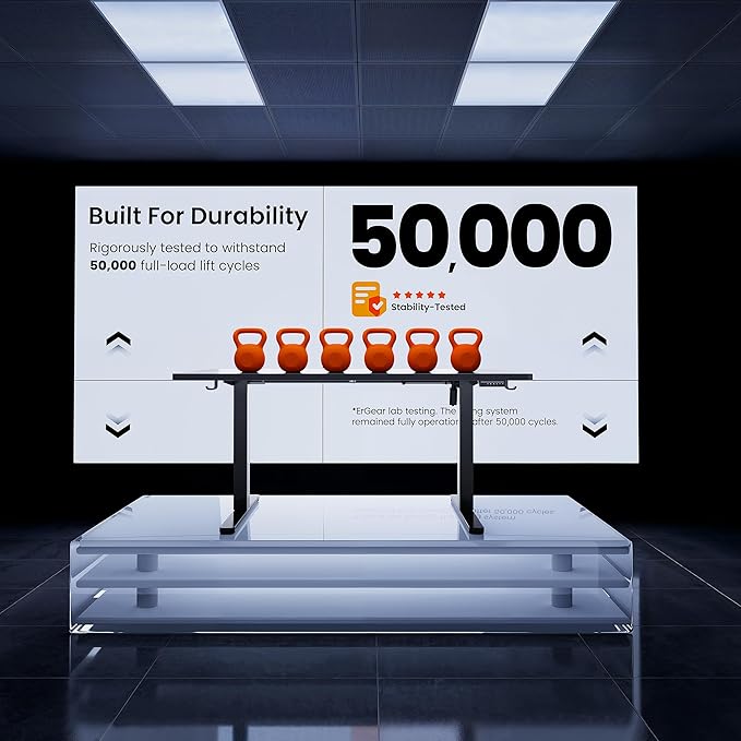 ErGear Height Adjustable Electric Standing Desk, 55 x 28 Inches Sit Stand up Desk, Large Memory Computer Home Office Desk with Two-Piece Desktop (Black)