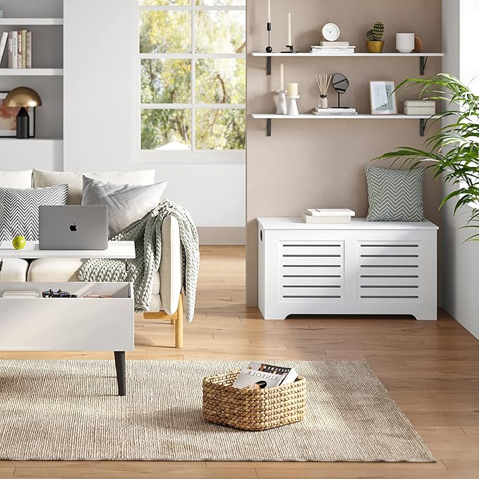 DINZI LVJ Long Wall Shelves, 55.1Inch Wall Mounted Shelves Set of 2, Extra Large Floating Storage Ledges with Sturdy Metal Brackets for Living Room, Bathroom, Bedroom, Kitchen, White