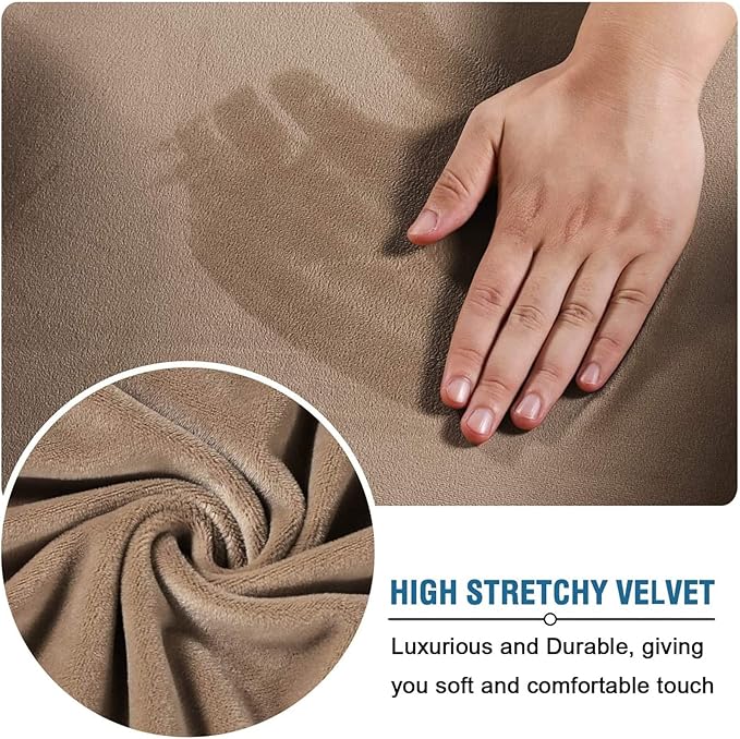 Velvet Plush Stretchable Office Desk Chair Cover - Cat Proof Elastic Comfy Protector for Ergonomic Office Chair with Wheels and Armrests, Fits Mesh and Executive Office Chairs, Removable, Brown, XL