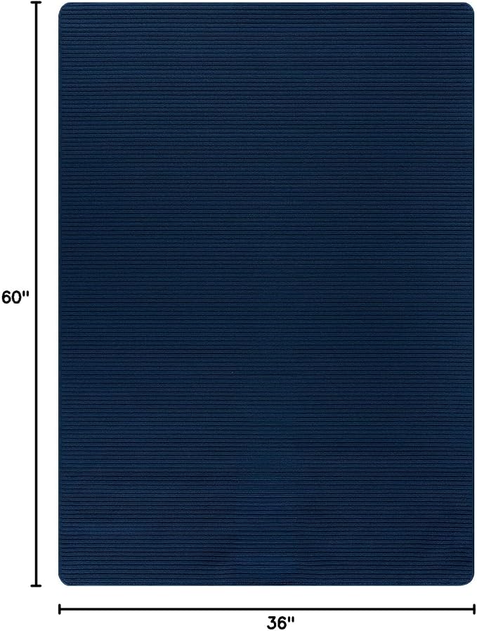 Non Slip Navy Solid Rubber Back Thing Rug for Living Room 3x5 Area Rugs for Kitchen, Rugs for Bedroom, Stain Resistant Easy Cleaning Non Shedding Carpet Navy 3 x 5