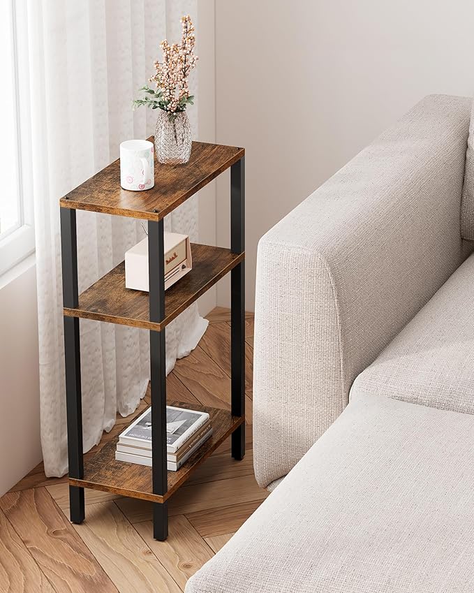 TUTOTAK Small Side Table, Narrow End Table, Skinny Sofa Table, Slim Nightstand, Couch Table, Living Room, Bed Room, Brown TB01BB077
