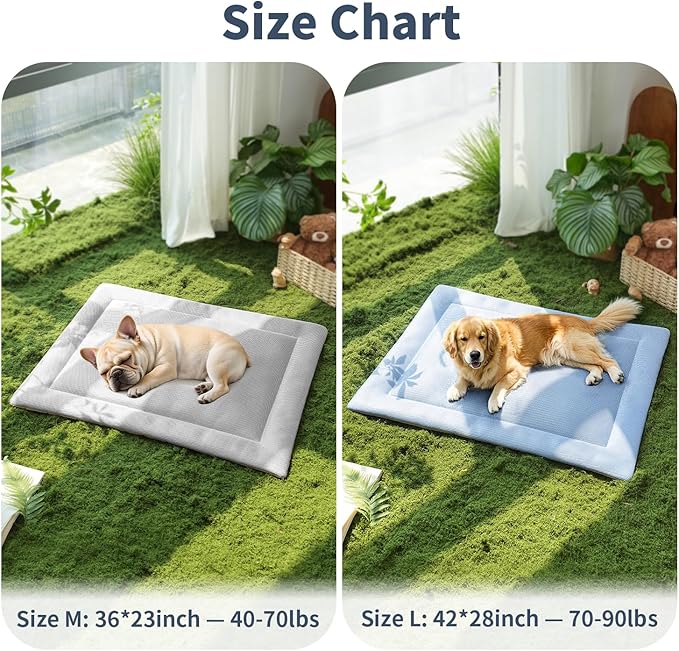 Cooling Pad for Dog Breathable Dogs Sleeping Bed Indoor Pet Mattress Dog Crate Mat Washable Blue (42×28×1.2 inches)