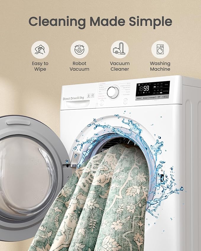 Amada 5x7 Area Rugs, Non-Slip Washable Rug with Low Profile, Durable Bound Edge, Soft Vintage Rug for Living Room, Bedroom, Dinning Room, Home Office