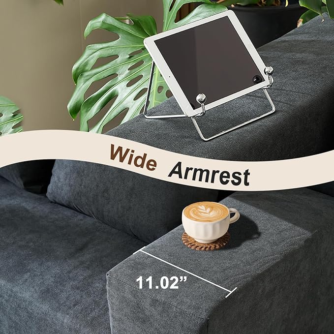 103" Cloud Sectional Sofa, No Assembly Required, Boneless L-Shape Couch with Chaise, Modern Minimalist Modular Couch, Free Combination, Deep Seat, Dark Grey, Left