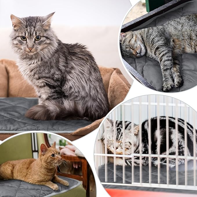 4 Pack Self Heating Cat Pad Self Warming Dog Mat Reflects Body Heat Extra Warm Thermal Pet Pad Washable Dog Cat Bed Crate Bed Mat Blanket(Gray,45 x 28 Inch)