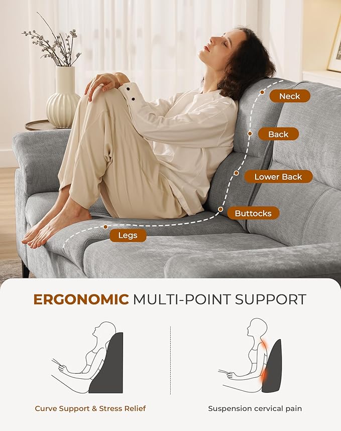 71.25" L Shaped Sectional Couches for Living Room, Deep Seat Sofa with Storage Ottoman & 8”Cushion, Comfy 2-Seater Chenille Loveseat, Convertible Armrest, Removable Cover for Small Space(Light Gray)