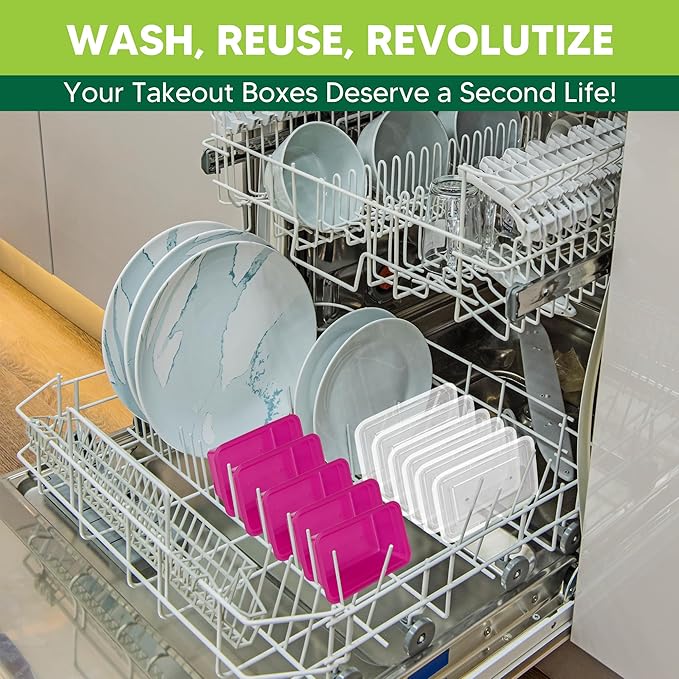 50 Pack Meal Prep Containers with Lids 38oz - BPA-Free, Reusable, Leakproof Food Storage Containers - Microwave/Dishwasher/Freezer Safe, To Go Take Out Plastic Food Storage Pans(Red)