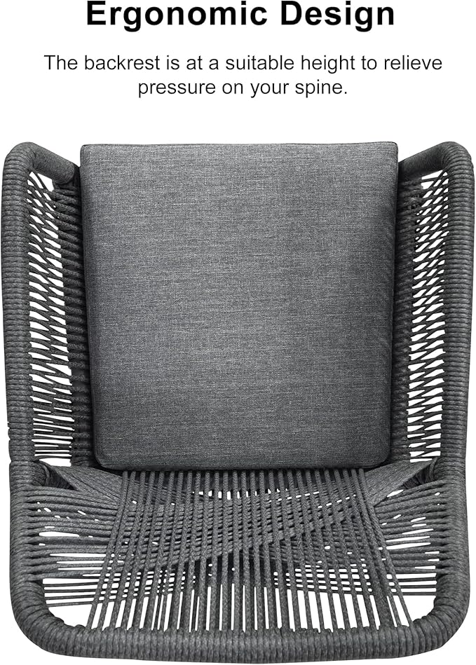 PURPLE LEAF Outdoor Patio Dining Set All-Weather PE Rattan Furniture Set with All Aluminum Frame Rectangular 7 Pieces Table and Chairs Set for 6 People Lawn Garden Backyard Deck, Grey