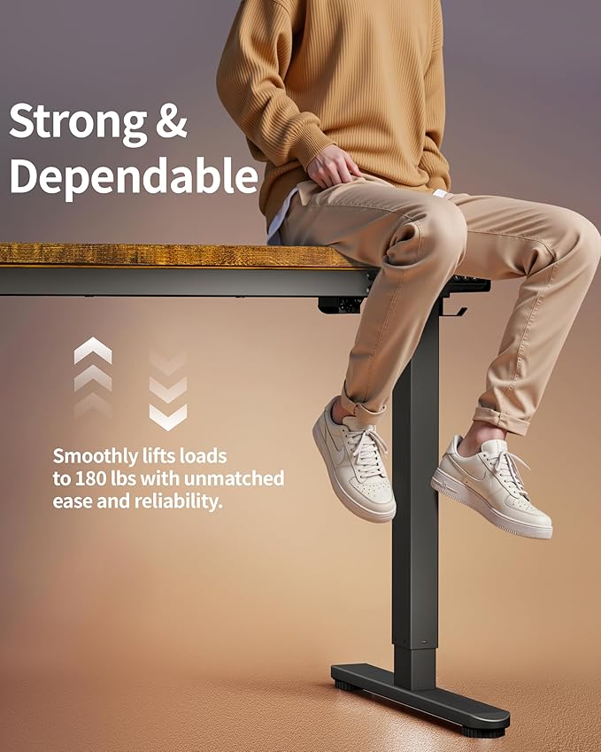 BIZUM Standing Desk Electric Adjustable Computer Desk-Stand up Desk Office Gaming Home Office Memory Desks 48x24 inches Black Frame/Rustic Brown Top