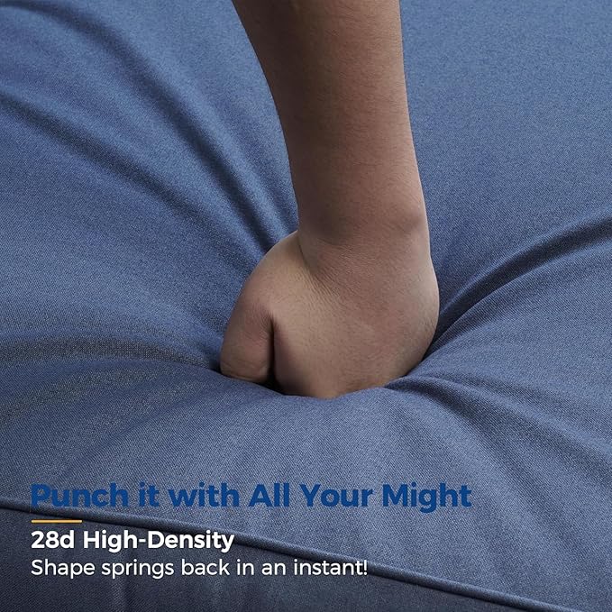 Wisteria Lane Aluminum Outdoor Patio Furniture Set, 5 Seats Modern Outdoor Conversation Set Sectional Sofa with Upgrade Cushion and Coffee Table for Balcony,Black Frame and Blue Cushion