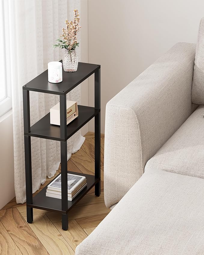 TUTOTAK Small Side Table, Narrow End Table, Skinny Sofa Table, Slim Nightstand, Couch Table, Living Room, Bed Room, Black TB01BK0772