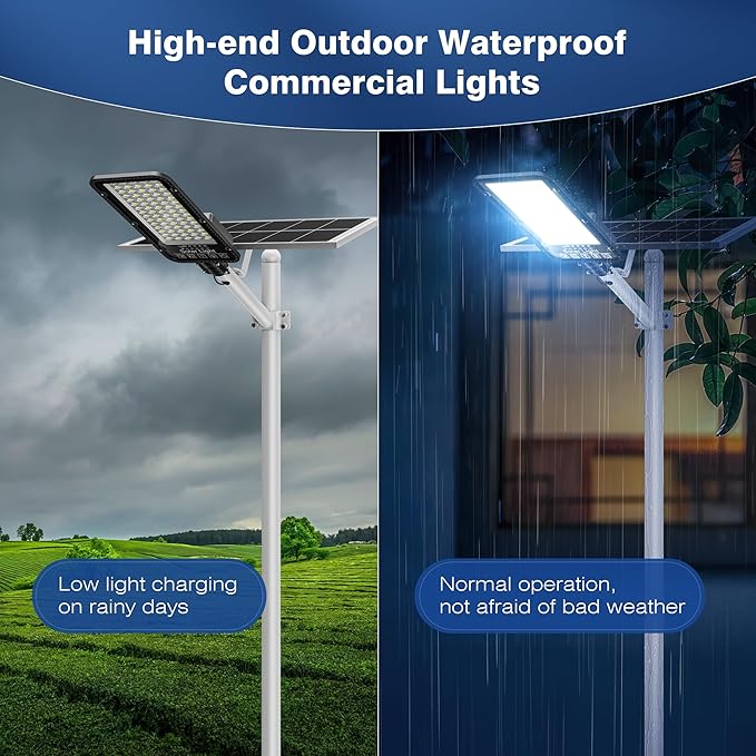 12000W Solar Street Lights Outdoor - 6500K Solar Parking Lot Lights Commercial Dusk to Dawn, Heavy Duty Split Type LED Solar Street Light Remote Control, Street Lights for Yard/Driveway